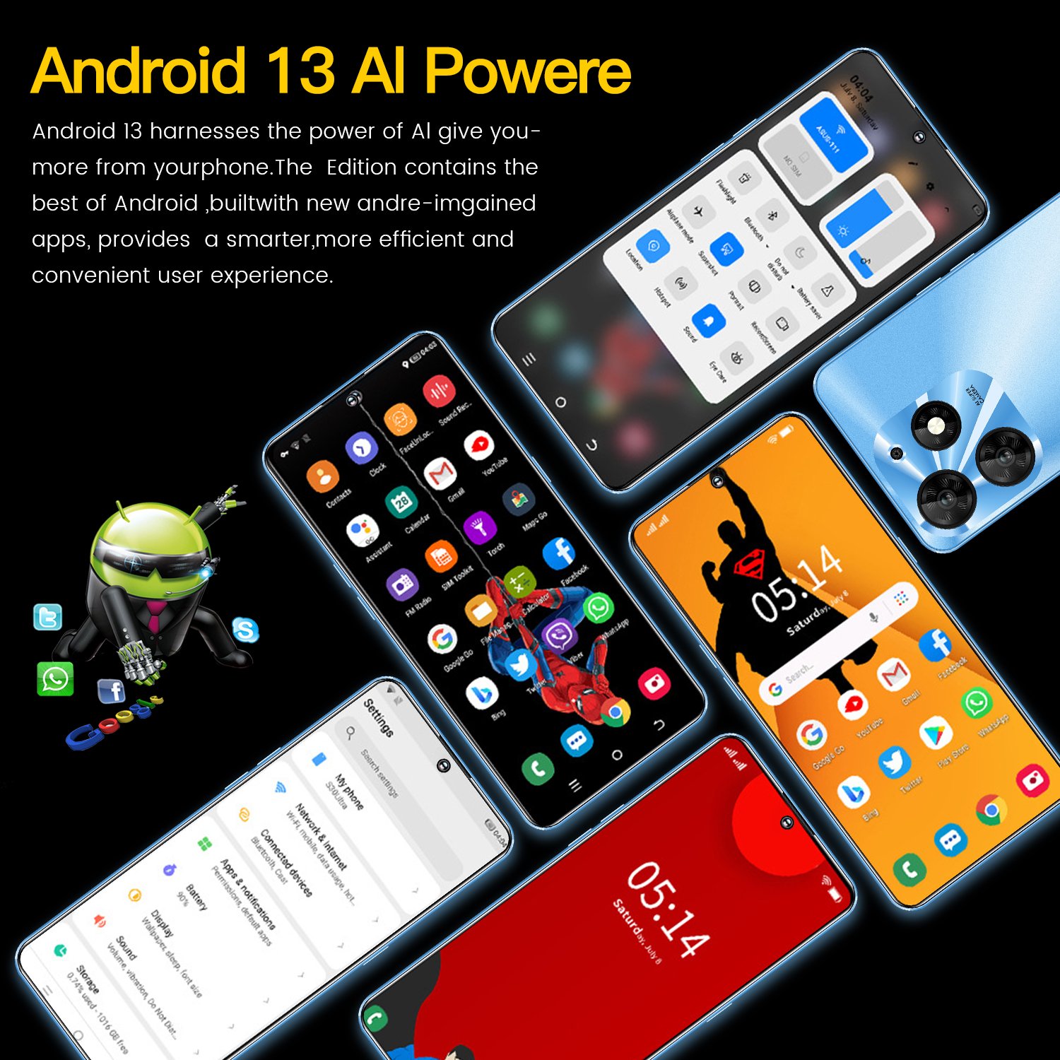 OEM Wholesale Custom Spark 10 Pro Smart Phones 16GB+1TB Face Recognition Dual Sim Feature Phones